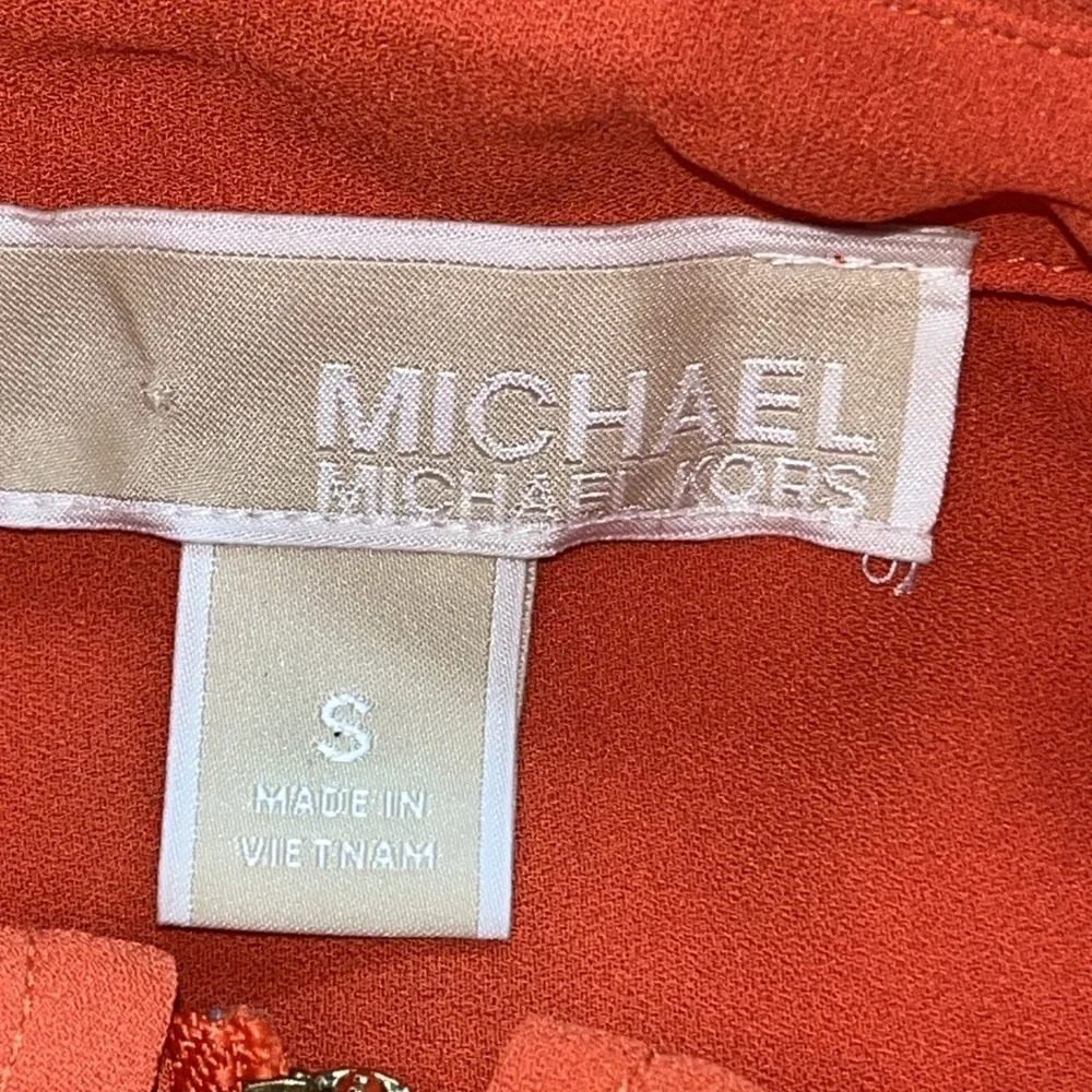 Michael Michael Kors orange blouse roll‎ sleeves size small quarter zip